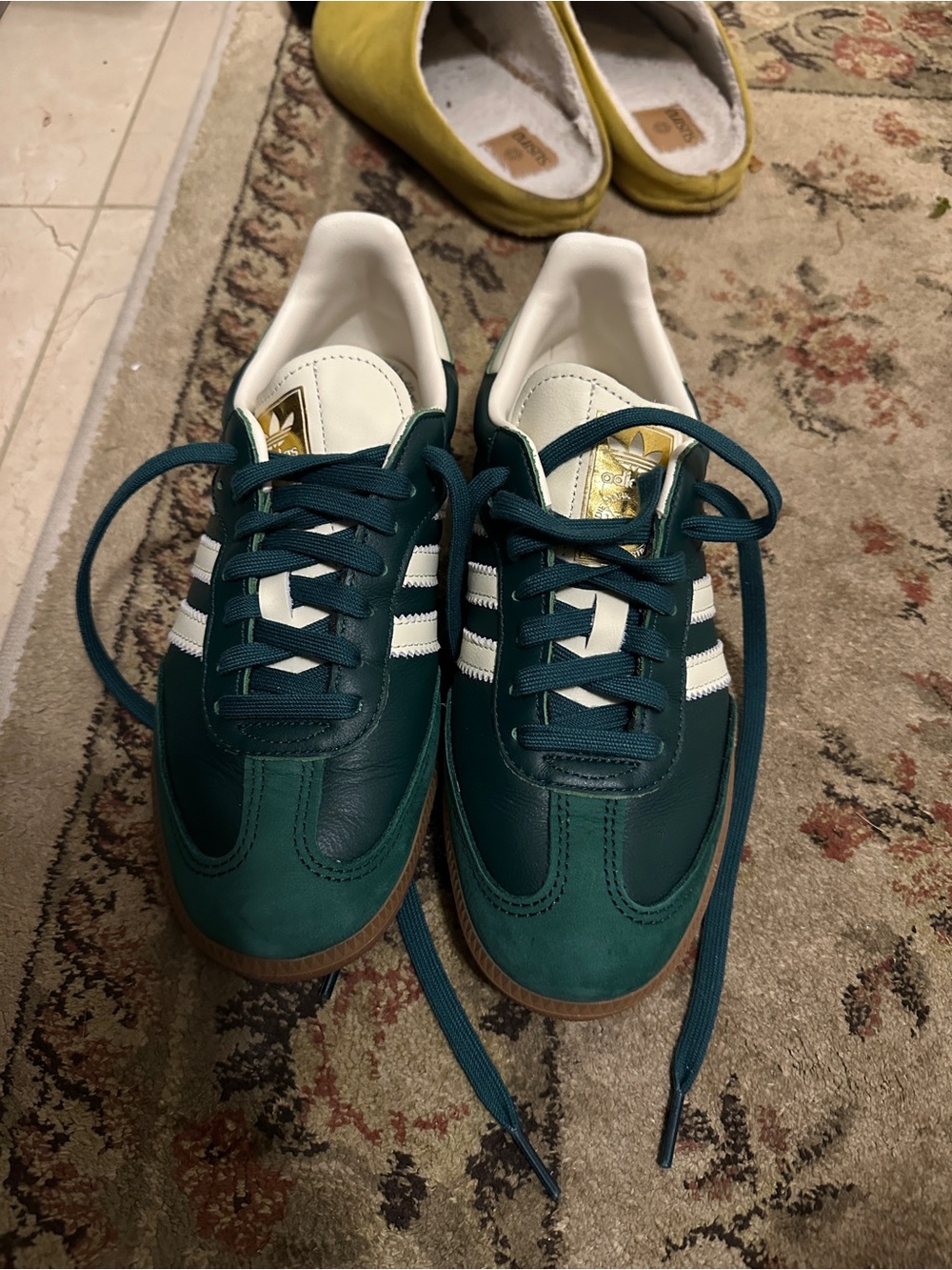 Adidas Samba Sneakers with Cream Stripes on Ivy